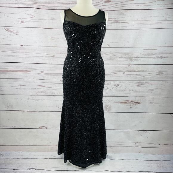 Black sequin mermaid flare long formal XL - Picture 1 of 14